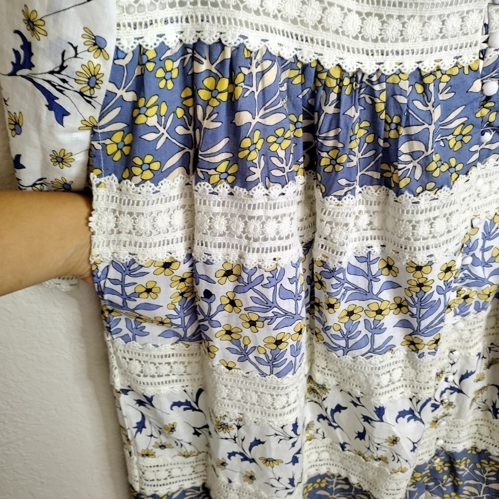 NWT Anthropologie Roberta Midi prairie v neck Dress sz 16w - Picture 8 of 12